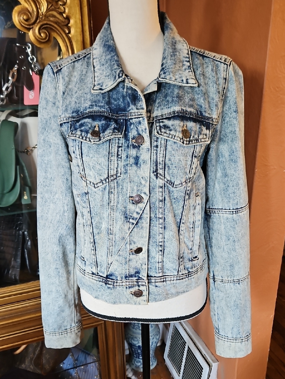 Free People Women's Light Acid Wash Denim Jacket - Trucker Jacket